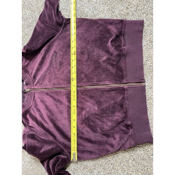 Vintage 90s Tommy Hilfiger Velour Purple Zip Sweater Top Y2K Size XL - Picture 8 of 8